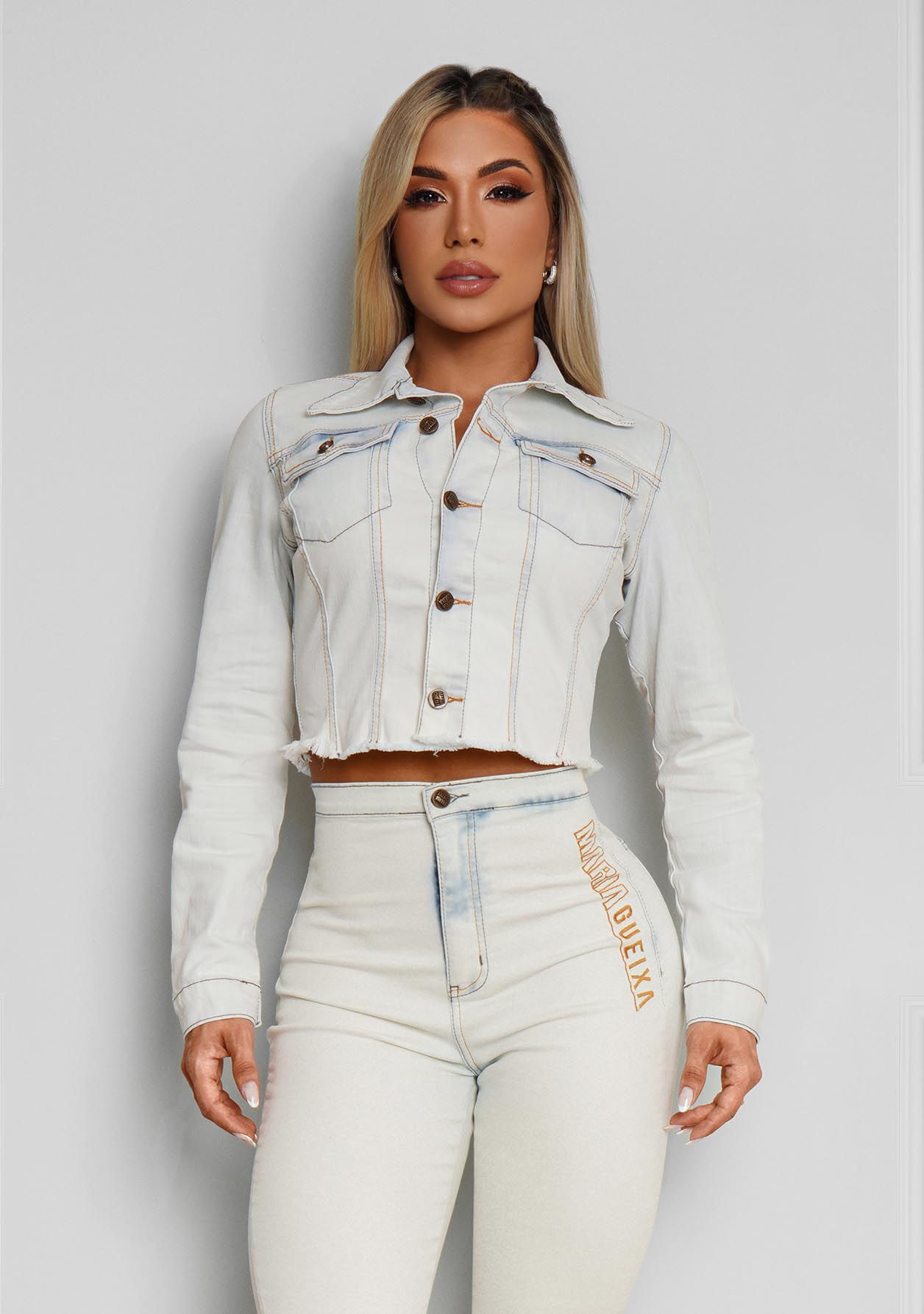 Jaqueta jeans maxi