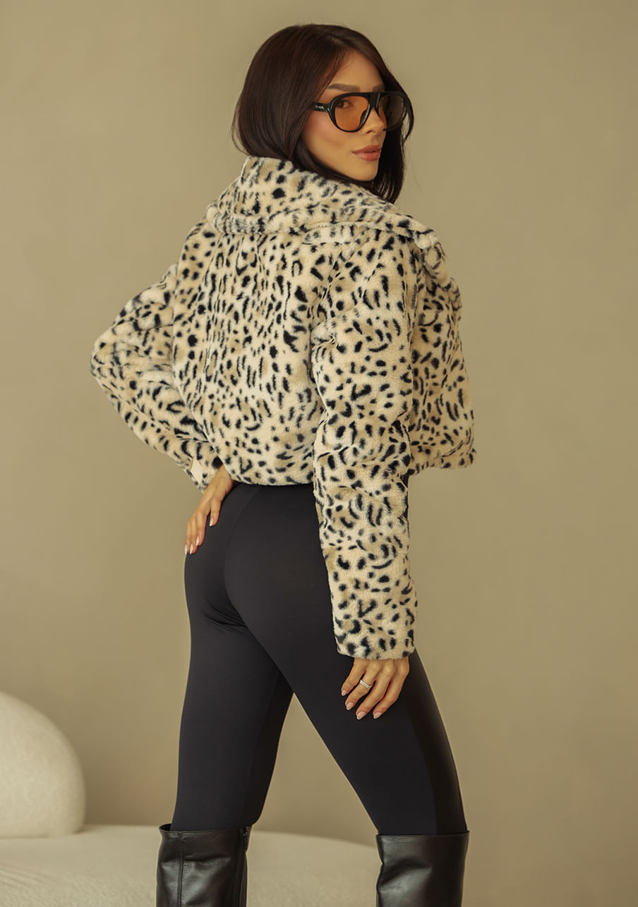 Casaco pelúcia animal print