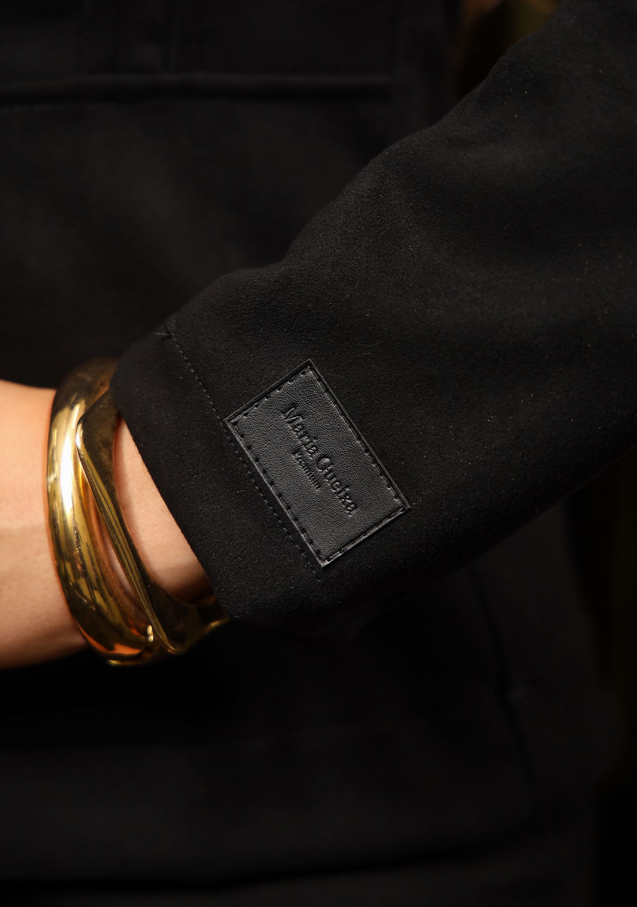 Blazer efeito couro camurca