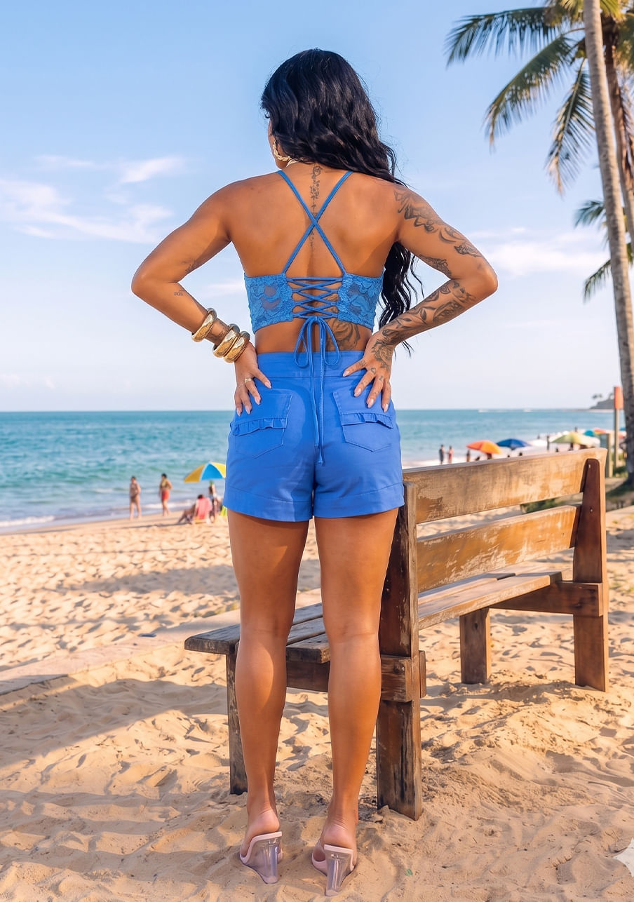 Macacão basic cut out romper lace